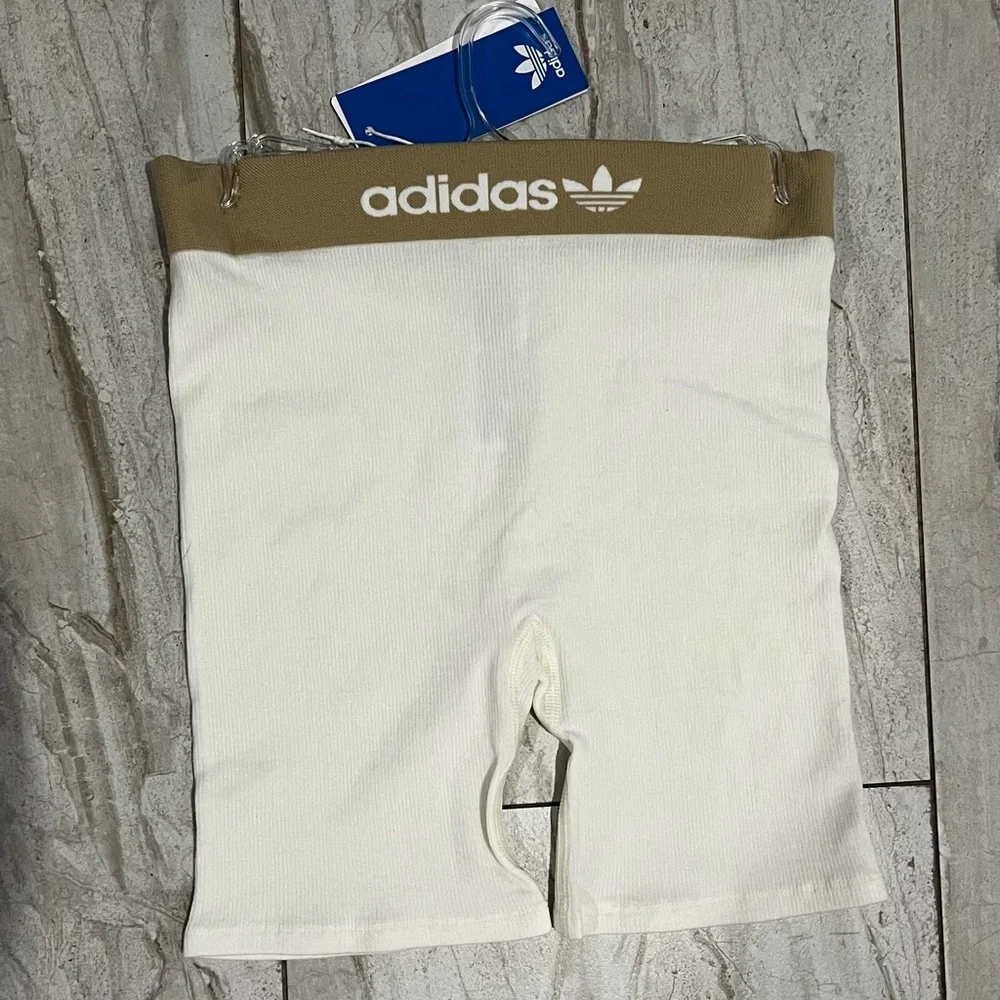 Adidas Women’s Ribbed White and Tan Shorts
